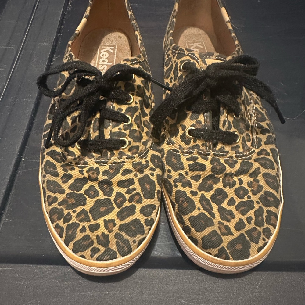 Keds Black and Tan Leopard Print Sneakers - Picture 2 of 8